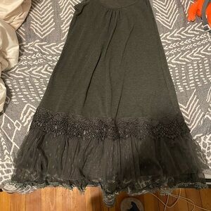 Ryu Charcoal Maxi Skirt with Lace Hem